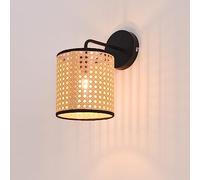 lux.pro Lámpara de Pared Aplique para Escaleras Sala Pasillos Hoteles Pantalla de Ratán 1x E14 40W Metal Plástico 25 x Ø 16 cm - Negro y Beige