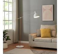 lux.pro Lámpara de pie Banchory Lámpara de Suelo con Pantalla para Salón Despacho Dormitorio Oficina Estilo Moderno Metal 163 cm - Efecto madera/Blanco
