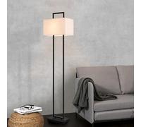 lux.pro Lámpara de Pie Elegante con Pantalla Rectancular Luminária para Sala Despacho Iluminación Suave Indirecta 1x E27 60 W Metal Textil 165x40x25 cm- Negro/Blanco