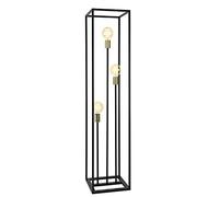 Lámpara de pie groningen - 140 x 30 x 30 cm - lámpara de diseño con 3 focos - iluminación interior - 3 x e27 - metal - negro y latón [lux.pro]