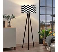 lux.pro Lámpara de Pie Newport Trípode Pantalla Cilíndrica Iluminación para Salón Estudio Rincón de Lectura 1xE27 20 W MDF PVC 21 x Ø 38 cm Altura 140 cm Negro/Blanco