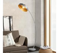 lux.pro Lámpara de Pie para Salón Lámpara de Arco para Dormitorio Despacho Moderna Decorativa Portátil 1x E27 60 W Metal 159 x 75 x 35 cm - Gris