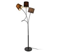 Lámpara de pie treviso - 146 x ø 18 cm - metal tela - marrón negro gris - 3 x e14 [lux.pro]