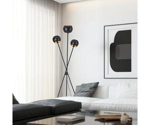 lux.pro Lámpara de Pie Trípode Decorativa Luminária para Sala Despacho Iluminación Suave Indirecta Pantalla Esférica 3x E14 40 W Metal 161x58 cm - Dorado y Negro