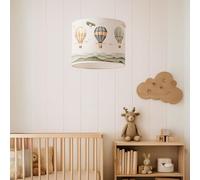 lux.pro Lámpara de Techo Infantil Rugby Lámpara Colgante para Niños con Motivo Globo Aerostático Elegante para Guarderías Dormitorio 1xE27 9W Plástico Tela 70 x Ø 28 cm - Blanco