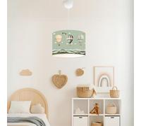 lux.pro Lámpara de Techo Infantil Rugby Lámpara Colgante para Niños con Motivo Globo Aerostático Elegante para Guarderías Dormitorio 1xE27 9W Plástico Tela 70 x Ø 28 cm - Verde