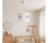 lux.pro Lámpara de Techo Infantil Rugby Lámpara Colgante para Niños con Motivo Koala Elegante para Guarderías Dormitorio 1xE27 9W Plástico Tela 70 x Ø 28 cm - Blanco