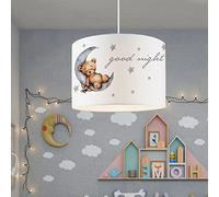 Lámpara colgante infantil rugby 1 x e27 20 w motivo de oso plástico tela 70 x 28 cm blanco [lux.pro]