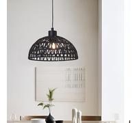 lux.pro Moderna Lámpara Colgante Alton Lámpara de Techo Pantalla de Ratán Altura Regulable 1xE27 60W Metal 156 x Ø 25 cm - Negro