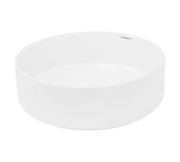 LuxeBath Lavabo de Baño Ø 355 x 120 mm Lavadero de Encimera Material Cerámico Blanco Redondo Fregadero de Aseo Cascada Estilo Moderno y Elegante Sanitario Sobremesa Lavamanos Sin Rebosadero