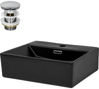 LuxeBath: Lavabo de encimera, diseño rectangular, 41,5 x 36 x 13 cm, color , fabricado en cerámica, incluye desagüe con válvula de rebosadero