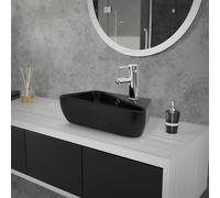 LuxeBath: Lavabo de encimera, diseño rectangular, 45x27x13 cm, color , fabricado en cerámica, con orificio para el grifo en el lado derecho