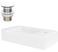 LuxeBath: Lavabo de encimera, diseño rectangular, 46x26x11 cm, blanco, de cerámica, incluye desagüe sin desbordamiento