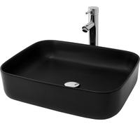 LuxeBath: Lavabo de encimera, diseño rectangular, 51x40,5x13,5 cm, color mate, fabricado en cerámica
