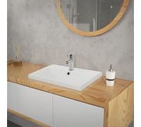 LuxeBath: Lavabo de encimera, diseño rectangular, 51x41,5x15,5 cm, blanco, fabricado en cerámica