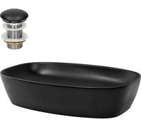LuxeBath: Lavabo de encimera, diseño rectangular, 60,5 x 38,5 x 14 cm, color , fabricado en cerámica, incluye desagüe sin desbordamiento