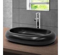 LuxeBath: Lavabo de encimera, forma ovalada, 65x45x11 cm, color mate, fabricado en cerámica
