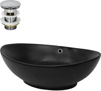LuxeBath: Lavabo de encimera oval, 59x38x19 cm, color , fabricado en cerámica, incluye juego de desagüe con desbordamiento