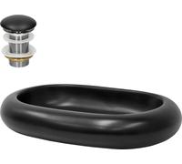 LuxeBath: Lavabo de encimera oval, 65x45x11 cm, color , fabricado en cerámica, incluye desagüe sin desbordamiento