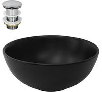 LuxeBath: Lavabo de pedestal, redondo, Ø 32x13,5 cm, color mate, fabricado en cerámica, incluye desagüe sin desbordamiento