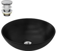 LuxeBath: Lavabo de pedestal redondo, Ø 40x14,5 cm, color mate, fabricado en cerámica, incluye desagüe sin desbordamiento