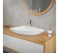LuxeBath: Lavabo de pedestal triangular, 69x46x13 cm, blanco brillante, de cerámica