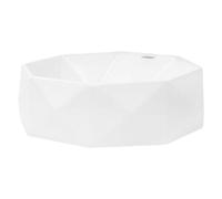 LuxeBath Lavabo Sobre Encimera, Ø 42x13,5 cm, Cerámica, Diseño Diamante, Lavadero Blanco Brillante, Lavamanos Sobremesa Sanitario Baño o Aseo, Moderno y Elegante, Pila Común sin Válvula de Desagüe