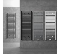 LuxeBath Radiador Toallero de Baño Sahara 400 x 1200 mm Blanco Diseño Moderno Recto con Conexión Lateral Calentador Secador de Toallas con Kit de Montaje Incluído, Protección contra Fugas