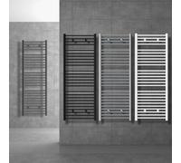 LuxeBath Radiador Toallero Eléctrico de Baño 400x200mm Blanco Conexión Lateral Curva y Barra Calentadora 900W con Termostato y Pantalla Digital, Calentador Secador de Toallas kit de montaje incluído