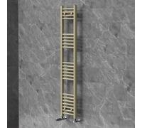 LuxeBath Radiador Toallero Sahara 300 x 1400 mm con Válvula Termostática | Calefacción de Baño con Kit de Llaves, Diseño Recto, Conexión Lateral a Pared Secador Calentador de Toallas, Acero Beige Mate
