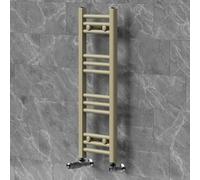 LuxeBath Radiador Toallero Sahara 300 x 800 mm con Válvula Termostática | Calefacción de Baño con Kit de Llaves, Diseño Recto, Conexión Lateral a Pared Secador Calentador de Toallas, Acero Beige Mate