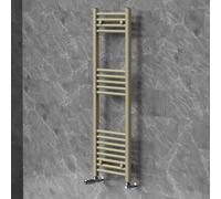 LuxeBath Radiador Toallero Sahara 400 x 1200 mm con Válvula Termostática | Calefacción de Baño con Kit de Llaves, Diseño Recto, Conexión Lateral a Pared Secador Calentador de Toallas, Acero Beige Mate