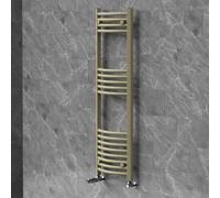 LuxeBath Radiador Toallero Sahara 400 x 1200 mm con Válvula Termostática | Calefacción de Baño con Kit de Llaves, Diseño Curvo, Conexión Lateral a Pared Secador Calentador de Toallas, Acero Beige Mate