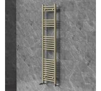 LuxeBath Radiador Toallero Sahara 400 x 1500 mm con Válvula Termostática | Calefacción de Baño con Kit de Llaves, Diseño Recto, Conexión Lateral a Pared Secador Calentador de Toallas, Acero Beige Mate