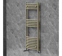 LuxeBath Radiador Toallero Sahara 500 x 1200 mm con Válvula Termostática | Calefacción de Baño con Kit de Llaves, Diseño Curvo, Conexión Lateral a Pared Secador Calentador de Toallas, Acero Beige Mate