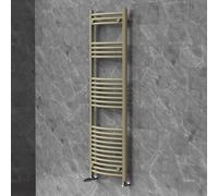 LuxeBath Radiador Toallero Sahara 500 x 1500 mm con Válvula Termostática | Calefacción de Baño con Kit de Llaves, Diseño Curvo, Conexión Lateral a Pared Secador Calentador de Toallas, Acero Beige Mate