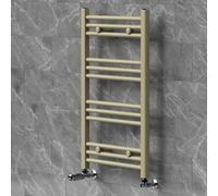 LuxeBath Radiador Toallero Sahara 500 x 800 mm con Válvula Termostática | Calefacción de Baño con Kit de Llaves, Diseño Recto, Conexión Lateral a Pared Secador Calentador de Toallas, Acero Beige Mate