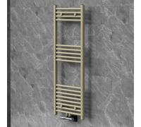 LuxeBath Radiador Toallero Sahara 500x1200mm con Válvula Termostática Pared | Calefacción de Baño, Diseño Recto Conexión al Centro Multibloque, Secador Calentador de Toallas, Acero en Beige Mate, 455W