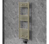 LuxeBath Radiador Toallero Sahara 500x1200mm Válvula Termostática del Suelo | Calefacción de Baño, Diseño Recto, Conexión al Centro Multibloque, Secador Calentador de Toallas, Acero en Beige Mate, 455W