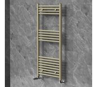 LuxeBath Radiador Toallero Sahara 600 x 1200 mm con Válvula Termostática | Calefacción de Baño con Kit de Llaves, Diseño Recto, Conexión Lateral a Pared Secador Calentador de Toallas, Acero Beige Mate