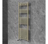 LuxeBath Radiador Toallero Sahara 600 x 1500 mm con Válvula Termostática | Calefacción de Baño con Kit de Llaves, Diseño Recto, Conexión Lateral a Pared Secador Calentador de Toallas, Acero Beige Mate