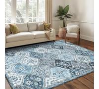 LuxFocus Alfombra de salón vintage marroquí de pelo bajo, 160 x 230 cm, color gris y azul
