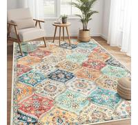 LuxFocus Alfombras vintage lavables de 120 x 170 cm, alfombra interior plegable de pelo bajo, alfombra grande, alfombra antideslizante suave para oficina, comedor, habitación de los niños, naranja