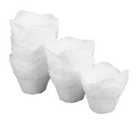 Luxshiny 200 Unidades Moldes para Muffins de Papel Estilo Loto Blancos, Resistentes Grasa, Fáciles de Usar y Versátiles para Hornear en Bodas y Repostería