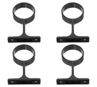 Luxshiny 4 Piezas Soporte para Cortinas de Interior de Aluminio Negro | Montaje de Tubo Redondo, Fijación Estable y Protección contra Rayas, Dormitorios y Armarios, Acabado Anodizado