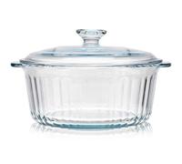 Luxshiny Cazuela Redonda de Vidrio de 2.4l con Tapa, Utensilio de Cocina Versátil y Resistente para Hornear y Servir con Diseño Estético