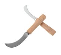 Luxshiny Cuchillo Curvo para Cortar Piña y Verduras con Hoja de Acero Inoxidable y Mango de Madera, Paquete de 2 Piezas Adecuado para Cocina y Preparación de Alimentos