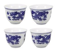 Luxshiny Juego de 4 Tazas de Té de Cerámica Hey Girl Tea Estilo Simple y Elegante, Capacidad 25ml, Fáciles de Limpiar y Cómodas para Beber