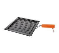 Luxshiny Parrilla de Barbacoa Portátil para Camping y Hornear Bandeja Cuadrada Plegable con Mango de Madera Rejilla Perforada para Tostar Tortillas y Pescado