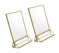 Luxshiny Soporte de Mesa Dorado Desmontable para Menú y Etiquetas, Metálico y Acrílico, Ligero y Multiusos, Adecuado para Mostrador, Pack de 2 Unidades